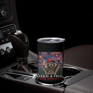 USA 250 Years Freedom Tumbler Cup Feral and Free Funny Raccoon Driking Beer 4th of July TS14 Print Your Wear