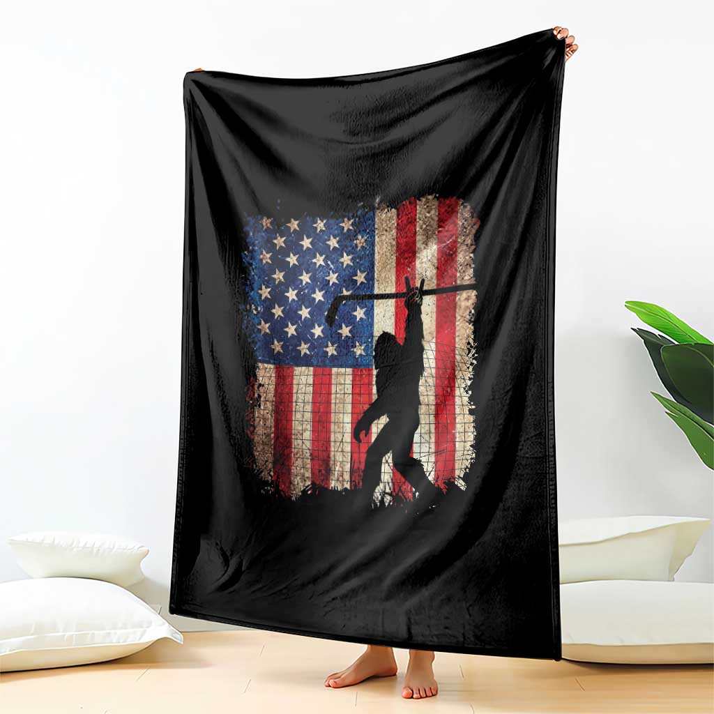 USA Hockey Bigfoot Throw Blanket Patriotic Sasquatch American Flag 4th of July TS14 Print Your Wear