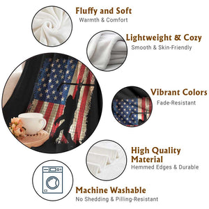 USA Hockey Bigfoot Throw Blanket Patriotic Sasquatch American Flag 4th of July TS14 Print Your Wear