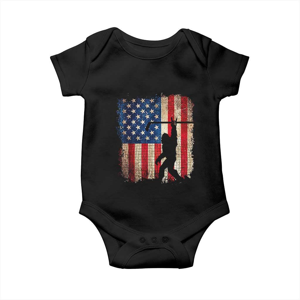 USA Hockey Bigfoot Baby Onesie Patriotic Sasquatch American Flag 4th of July TS14 Black Print Your Wear
