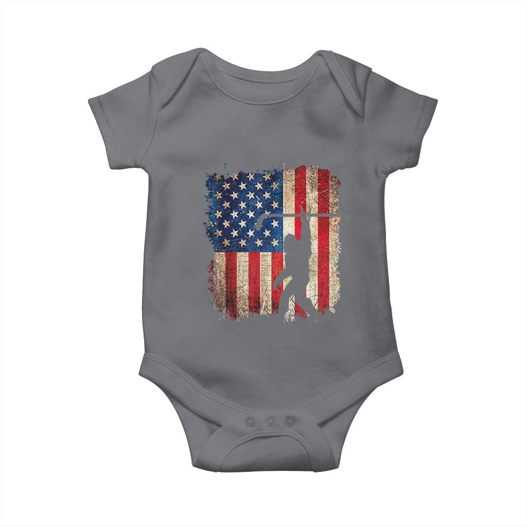 USA Hockey Bigfoot Baby Onesie Patriotic Sasquatch American Flag 4th of July TS14 Charcoal Print Your Wear