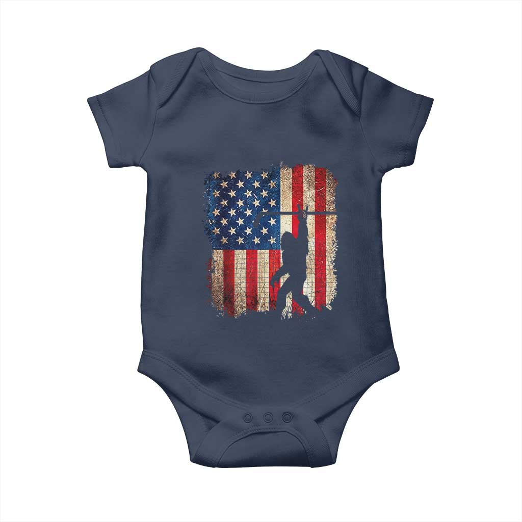 USA Hockey Bigfoot Baby Onesie Patriotic Sasquatch American Flag 4th of July TS14 Navy Print Your Wear