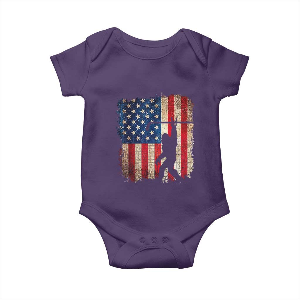 USA Hockey Bigfoot Baby Onesie Patriotic Sasquatch American Flag 4th of July TS14 Purple Print Your Wear