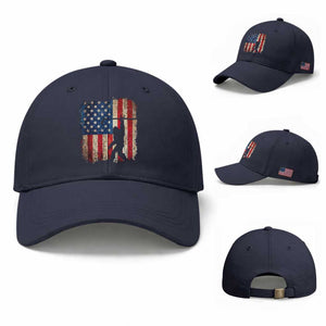 USA Hockey Bigfoot Baseball Cap Patriotic Sasquatch American Flag 4th of July TS14 Baseball Cap Universal Fit Navy Print Your Wear