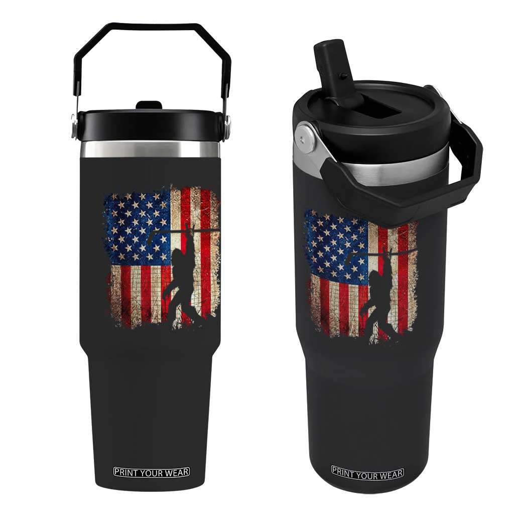 USA Hockey Bigfoot Flip Straw Tumbler Patriotic Sasquatch American Flag 4th of July TS14 One Size: 30 oz Black Print Your Wear