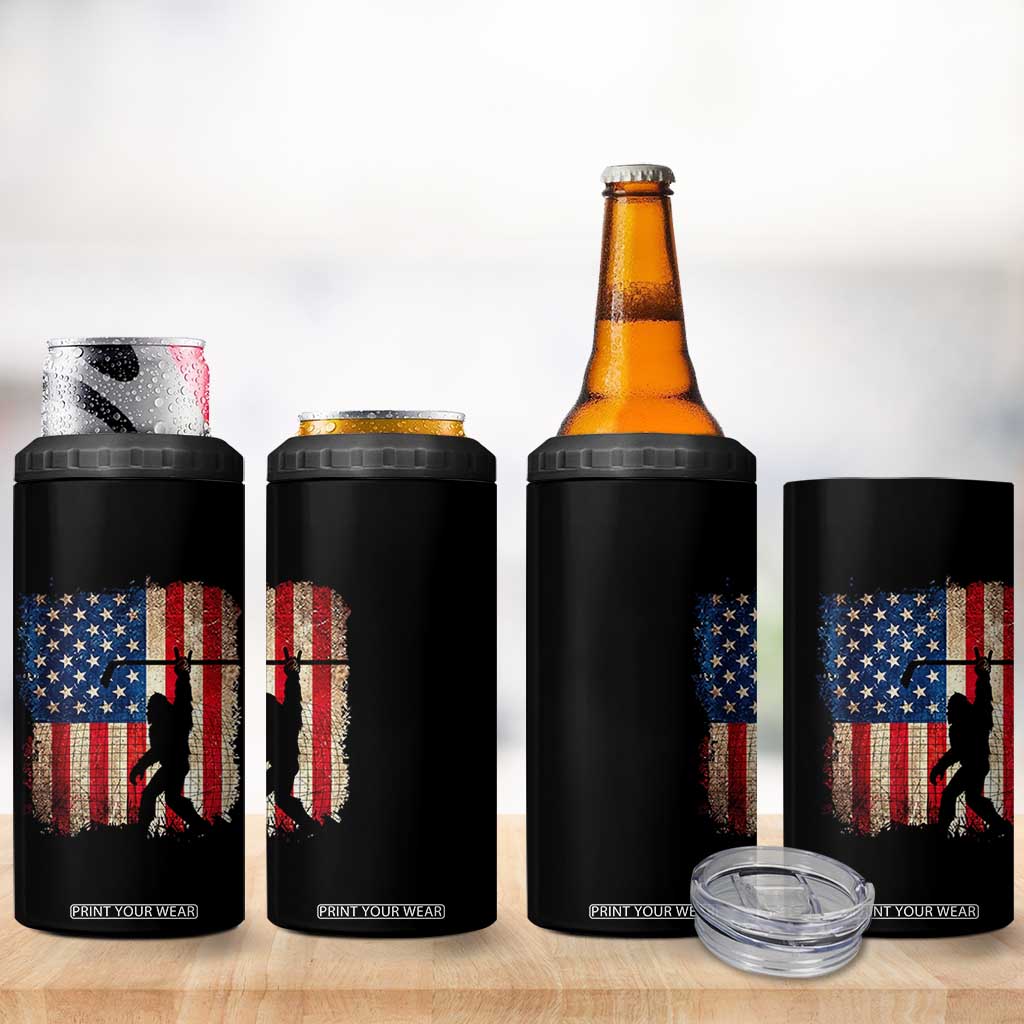 USA Hockey Bigfoot 4 in 1 Can Cooler Tumbler Patriotic Sasquatch American Flag 4th of July TS14 Print Your Wear