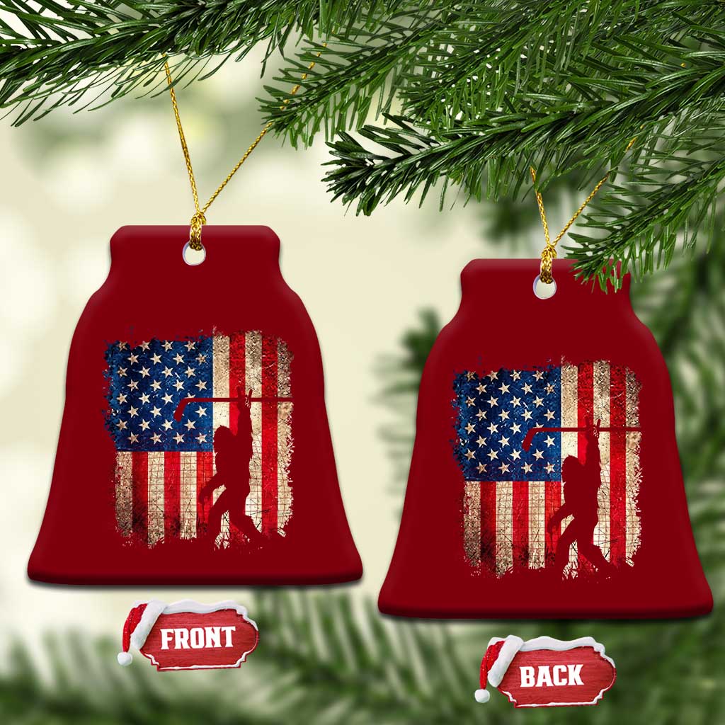 USA Hockey Bigfoot Ceramic Ornament Patriotic Sasquatch American Flag 4th of July TS14 Print Your Wear