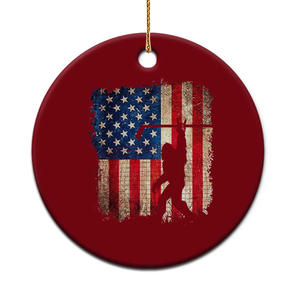 USA Hockey Bigfoot Ceramic Ornament Patriotic Sasquatch American Flag 4th of July TS14 1pc Red Print Your Wear