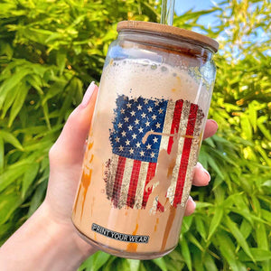 USA Hockey Bigfoot Glass Can Patriotic Sasquatch American Flag 4th of July TS14 Black Print Your Wear