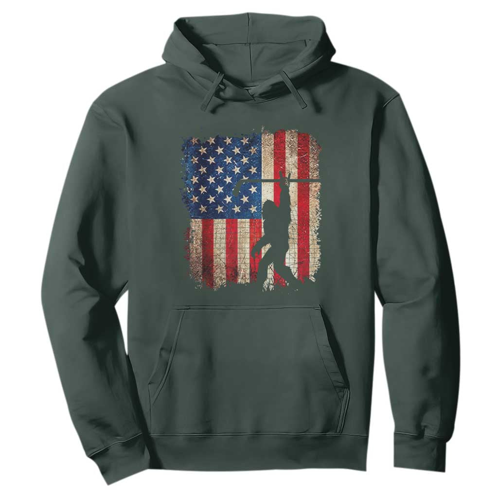 USA Hockey Bigfoot Hoodie Patriotic Sasquatch American Flag 4th of July TS14 Dark Forest Green Print Your Wear