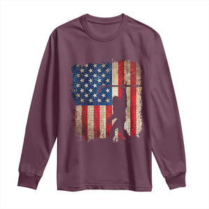 USA Hockey Bigfoot Long Sleeve Shirt Patriotic Sasquatch American Flag 4th of July TS14 Maroon Print Your Wear