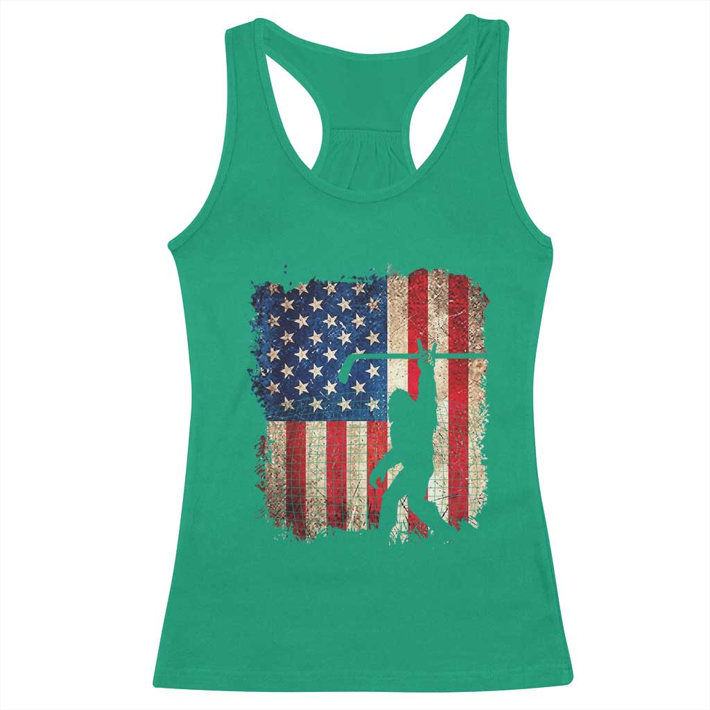 USA Hockey Bigfoot Racerback Tank Top Patriotic Sasquatch American Flag 4th of July TS14 Irish Green Print Your Wear