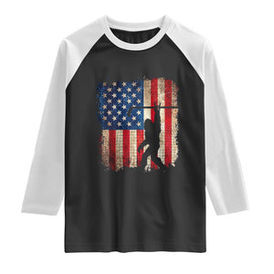 USA Hockey Bigfoot Raglan Shirt Patriotic Sasquatch American Flag 4th of July TS14 Black White Print Your Wear