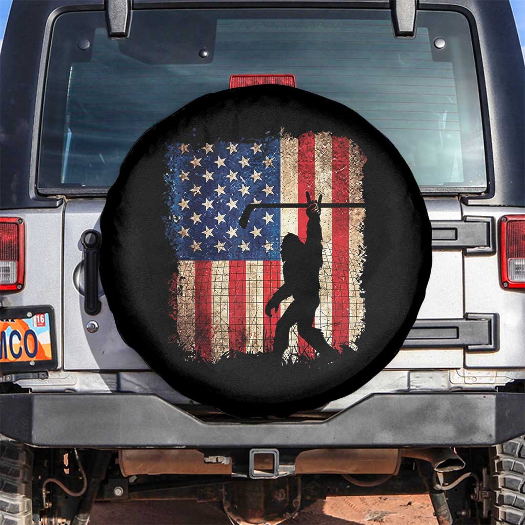 USA Hockey Bigfoot Spare Tire Cover Patriotic Sasquatch American Flag 4th of July TS14 No hole Black Print Your Wear