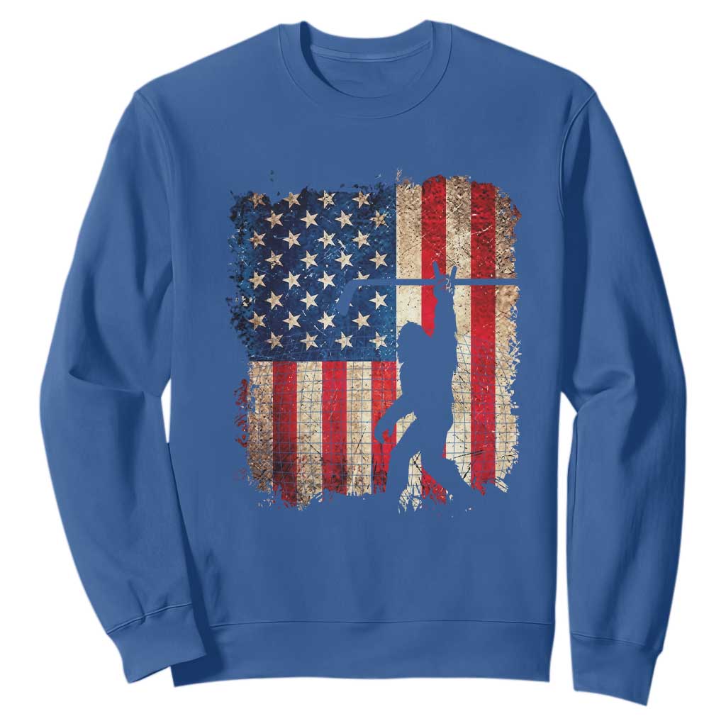 USA Hockey Bigfoot Sweatshirt Patriotic Sasquatch American Flag 4th of July TS14 Royal Blue Print Your Wear