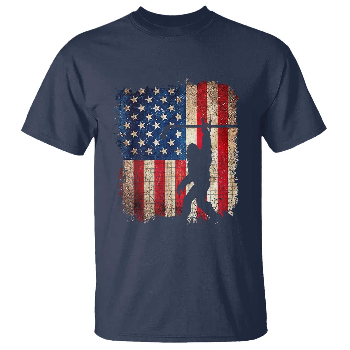 USA Hockey Bigfoot T Shirt Patriotic Sasquatch American Flag 4th of July TS14 Navy Print Your Wear