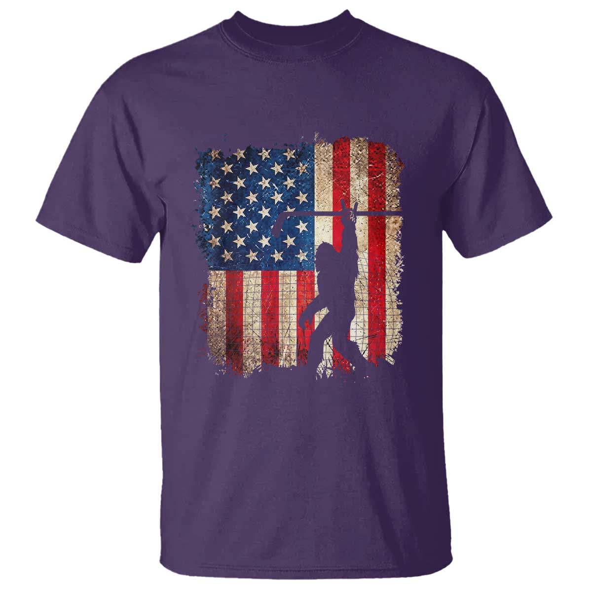 USA Hockey Bigfoot T Shirt Patriotic Sasquatch American Flag 4th of July TS14 Purple Print Your Wear