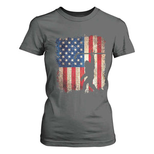 USA Hockey Bigfoot T Shirt For Women Patriotic Sasquatch American Flag 4th of July TS14 Dark Heather Print Your Wear