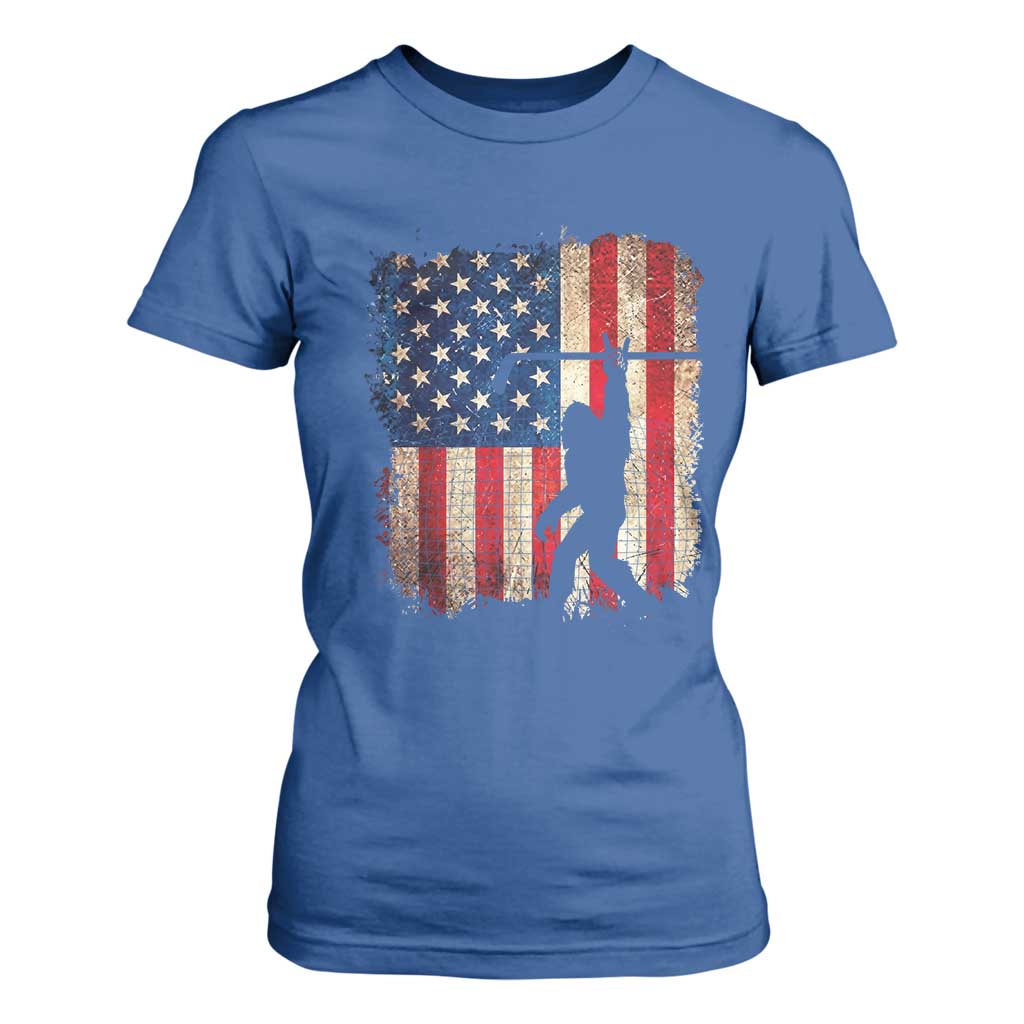 USA Hockey Bigfoot T Shirt For Women Patriotic Sasquatch American Flag 4th of July TS14 Royal Blue Print Your Wear