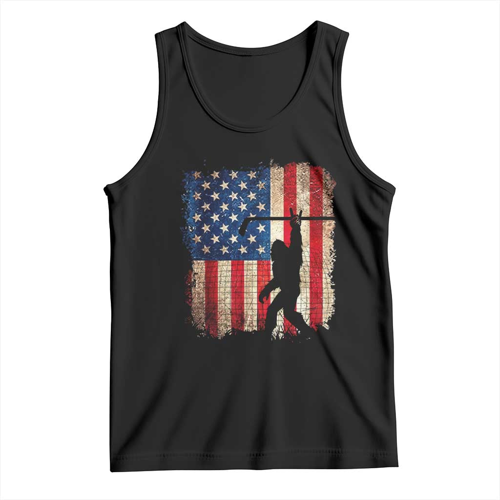 USA Hockey Bigfoot Tank Top Patriotic Sasquatch American Flag 4th of July TS14 Black Print Your Wear