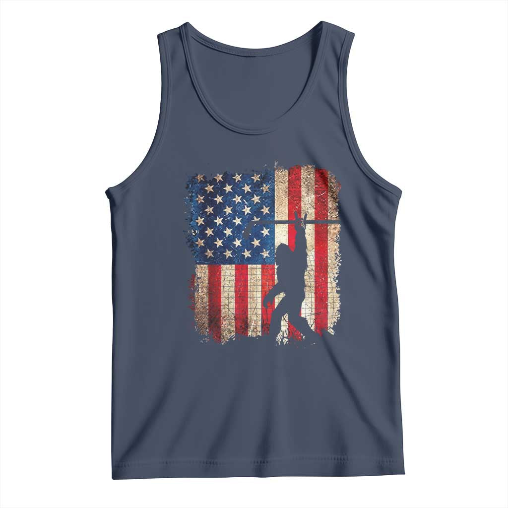 USA Hockey Bigfoot Tank Top Patriotic Sasquatch American Flag 4th of July TS14 Navy Print Your Wear