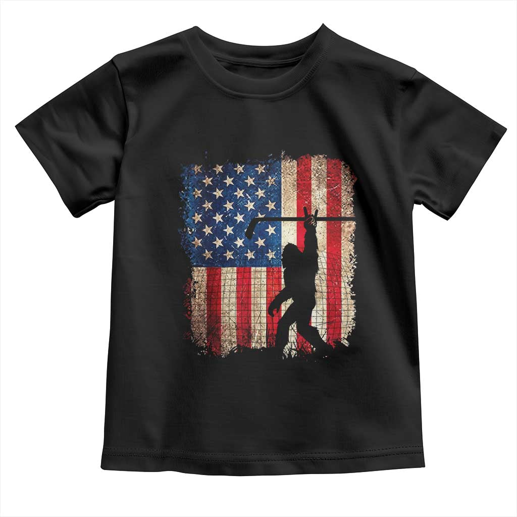 USA Hockey Bigfoot Toddler T Shirt Patriotic Sasquatch American Flag 4th of July TS14 Black Print Your Wear