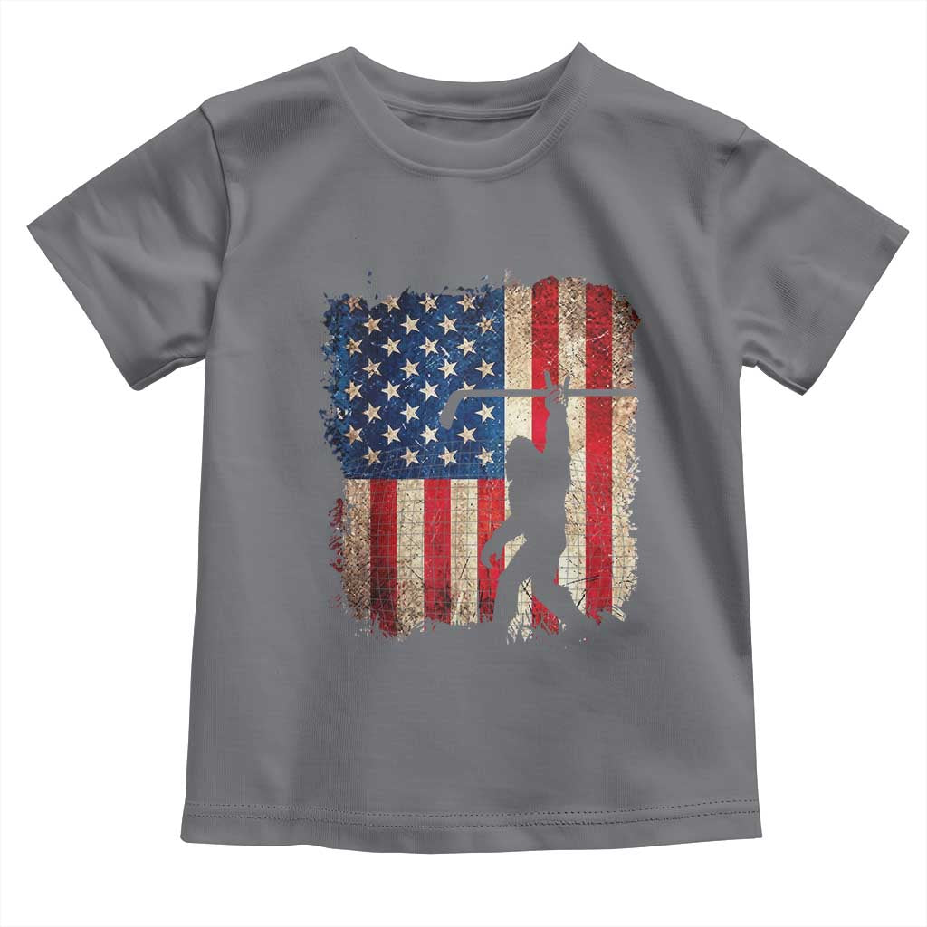 USA Hockey Bigfoot Toddler T Shirt Patriotic Sasquatch American Flag 4th of July TS14 Charcoal Print Your Wear