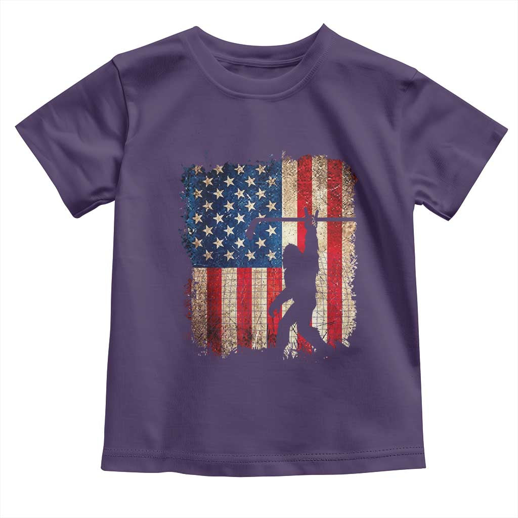 USA Hockey Bigfoot Toddler T Shirt Patriotic Sasquatch American Flag 4th of July TS14 Purple Print Your Wear