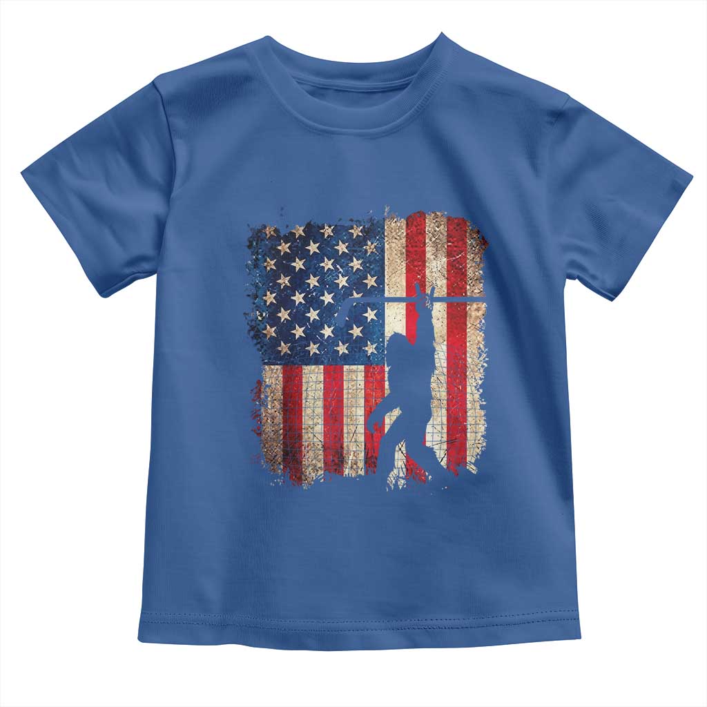 USA Hockey Bigfoot Toddler T Shirt Patriotic Sasquatch American Flag 4th of July TS14 Royal Blue Print Your Wear