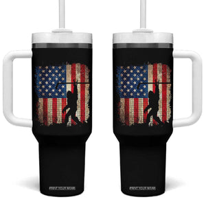 USA Hockey Bigfoot Tumbler With Handle Patriotic Sasquatch American Flag 4th of July TS14 One Size: 40 oz Black Print Your Wear