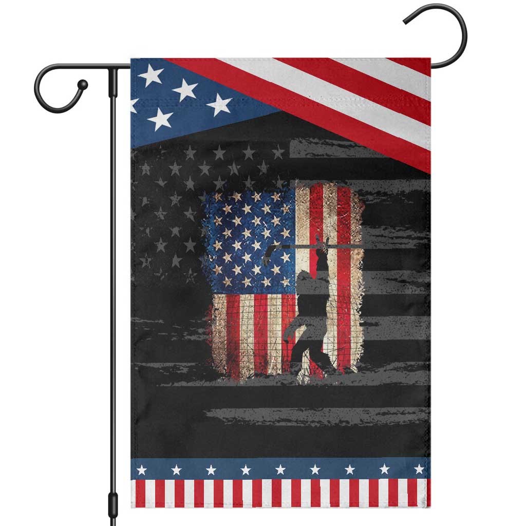 USA Hockey Bigfoot Patriotic Garden Flag Sasquatch American Flag 4th of July TS14 Distressed Black Blue Print Your Wear