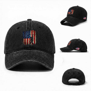 USA Hockey Bigfoot Washed Cotton Baseball Cap Patriotic Sasquatch American Flag 4th of July TS14 Washed Cap Universal Fit Black Print Your Wear