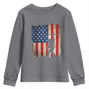 USA Hockey Bigfoot Youth Sweatshirt Patriotic Sasquatch American Flag 4th of July TS14 Charcoal Print Your Wear