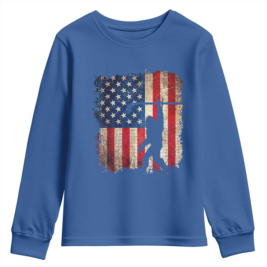 USA Hockey Bigfoot Youth Sweatshirt Patriotic Sasquatch American Flag 4th of July TS14 Royal Blue Print Your Wear