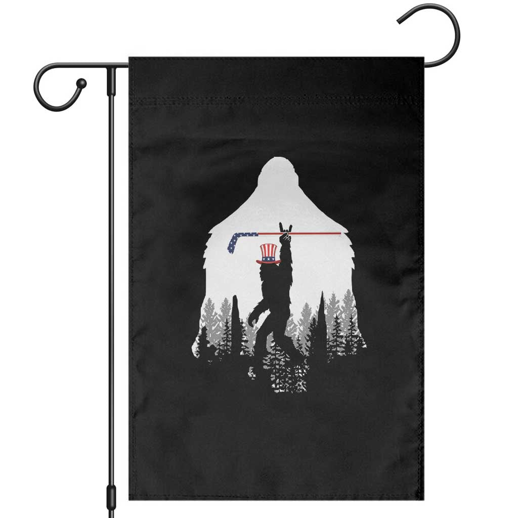 Bigfoot USA Ice Hockey 4th of July Garden Flag Funny Sasquatch Patriotic American Flag TS14 Black Print Your Wear