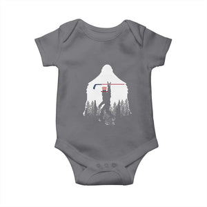 Bigfoot USA Ice Hockey 4th of July Baby Onesie Funny Sasquatch Patriotic American Flag TS14 Charcoal Print Your Wear