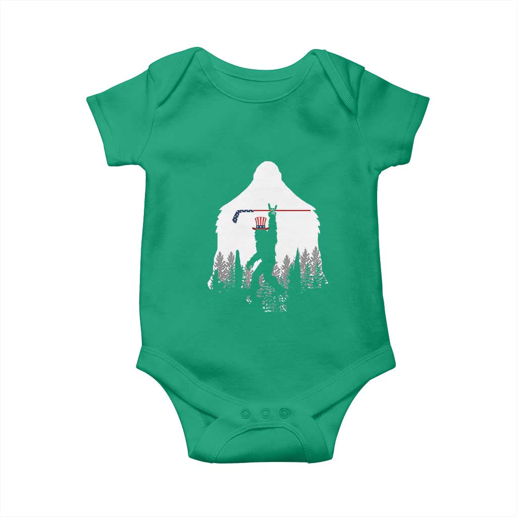 Bigfoot USA Ice Hockey 4th of July Baby Onesie Funny Sasquatch Patriotic American Flag TS14 Irish Green Print Your Wear