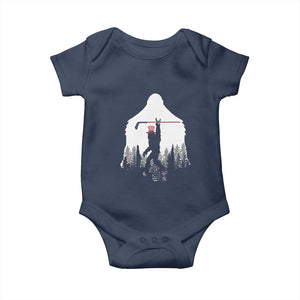 Bigfoot USA Ice Hockey 4th of July Baby Onesie Funny Sasquatch Patriotic American Flag TS14 Navy Print Your Wear