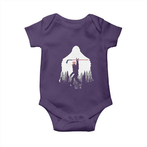Bigfoot USA Ice Hockey 4th of July Baby Onesie Funny Sasquatch Patriotic American Flag TS14 Purple Print Your Wear