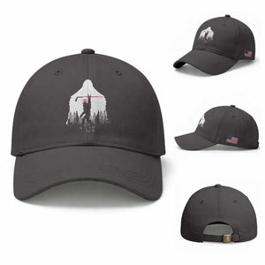 Bigfoot USA Ice Hockey 4th of July Baseball Cap Funny Sasquatch Patriotic American Flag TS14 Baseball Cap Universal Fit Dark Gray Print Your Wear