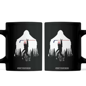Bigfoot USA Ice Hockey 4th of July Coffee Mug Funny Sasquatch Patriotic American Flag TS14 Black Print Your Wear