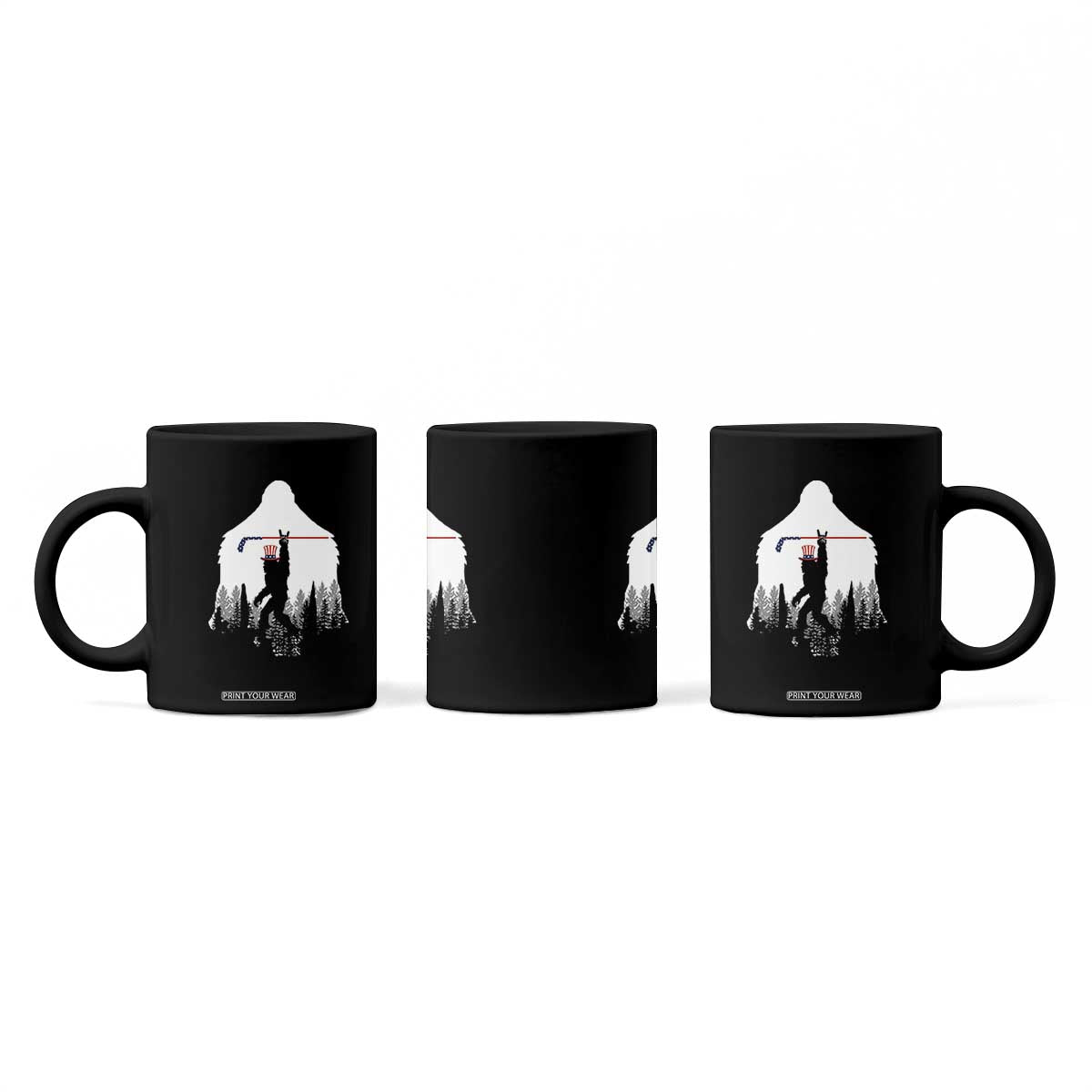 Bigfoot USA Ice Hockey 4th of July Coffee Mug Funny Sasquatch Patriotic American Flag TS14 Print Your Wear