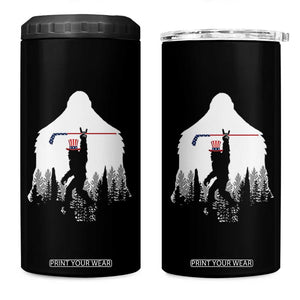 Bigfoot USA Ice Hockey 4th of July 4 in 1 Can Cooler Tumbler Funny Sasquatch Patriotic American Flag TS14 One Size: 16 oz Black Print Your Wear