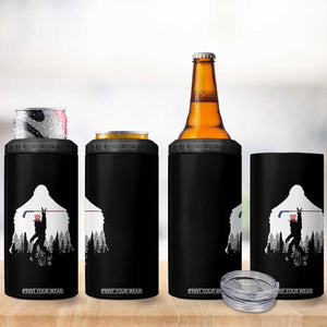 Bigfoot USA Ice Hockey 4th of July 4 in 1 Can Cooler Tumbler Funny Sasquatch Patriotic American Flag TS14 Print Your Wear