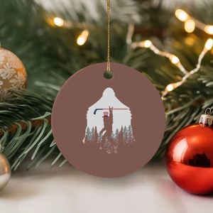 Bigfoot USA Ice Hockey 4th of July Ceramic Ornament Funny Sasquatch Patriotic American Flag TS14 1pc Mocha Print Your Wear