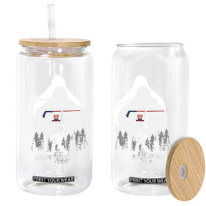 Bigfoot USA Ice Hockey 4th of July Glass Can Funny Sasquatch Patriotic American Flag TS14 Print Your Wear