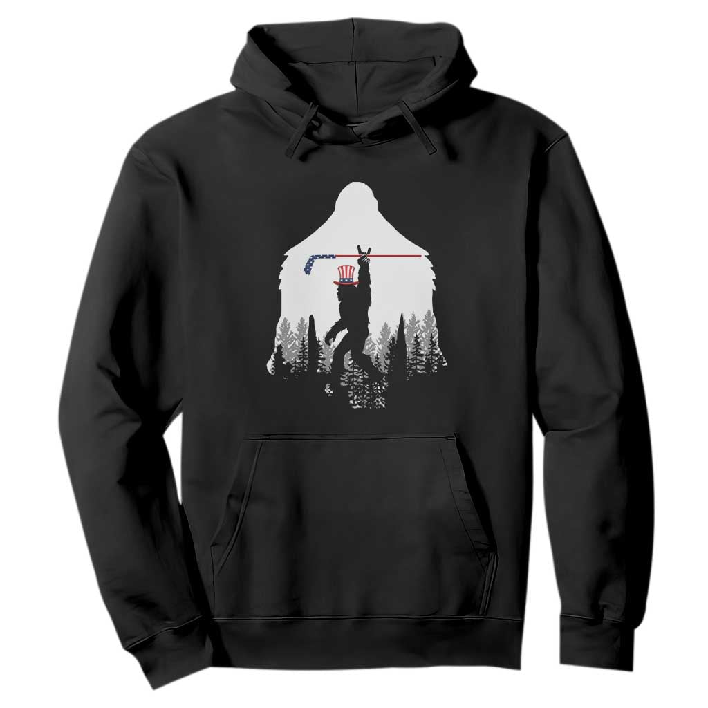 Bigfoot USA Ice Hockey 4th of July Hoodie Funny Sasquatch Patriotic American Flag TS14 Black Print Your Wear