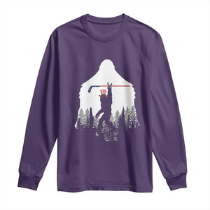 Bigfoot USA Ice Hockey 4th of July Long Sleeve Shirt Funny Sasquatch Patriotic American Flag TS14 Purple Print Your Wear