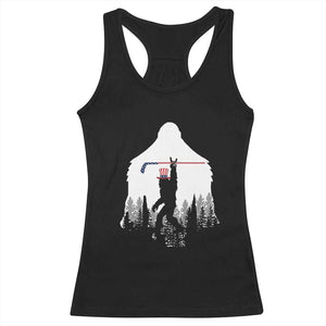 Bigfoot USA Ice Hockey 4th of July Racerback Tank Top Funny Sasquatch Patriotic American Flag TS14 Black Print Your Wear