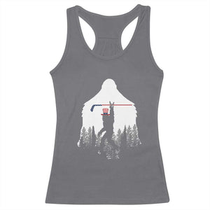 Bigfoot USA Ice Hockey 4th of July Racerback Tank Top Funny Sasquatch Patriotic American Flag TS14 Charcoal Print Your Wear